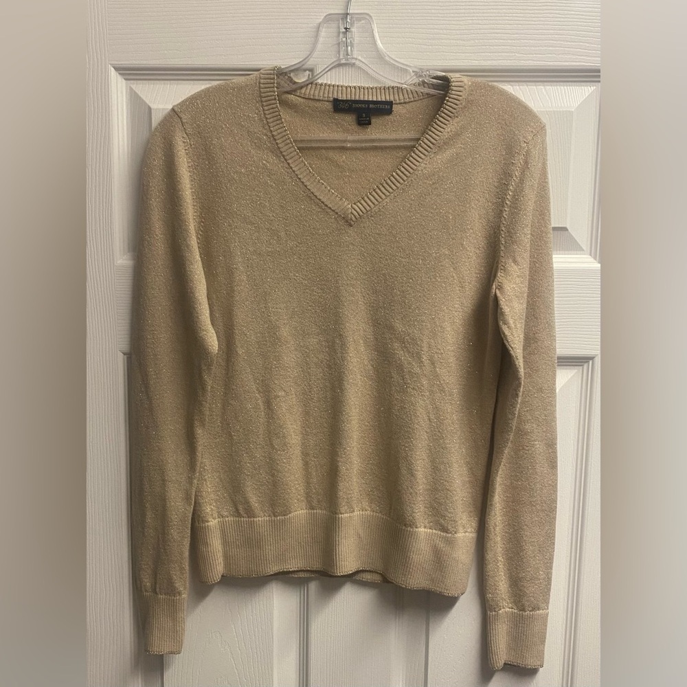 “346” Brooks Brothers Cotton Blend Metallic/Shimmer V-Neck Sweater Size Small